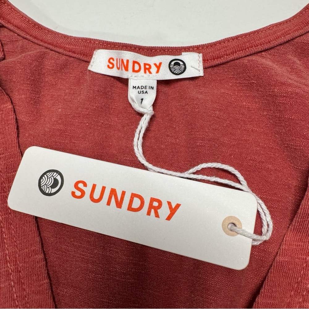 Sundry Dusty Rose Twist-Front Midi Dress - Picture 9 of 10